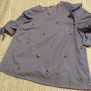 Gingham crop with embroidered cherries